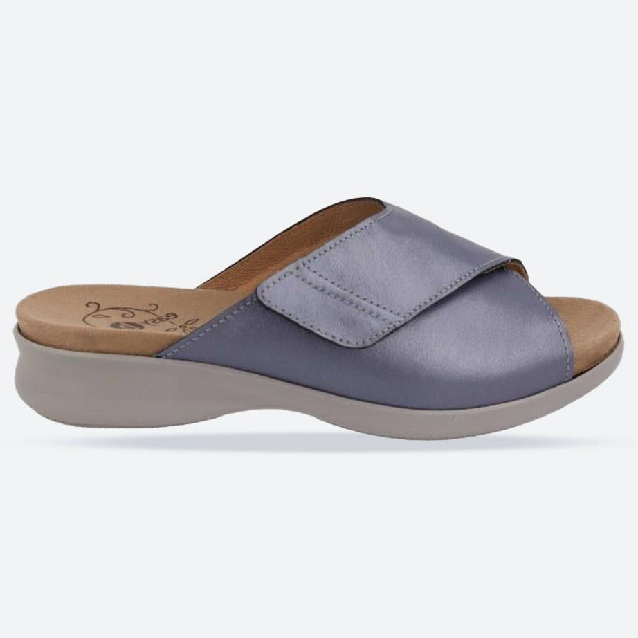 Women's Wide Fit DB Kiera Mule Sandals in Blue / Multi Stretch Leather - Image 1