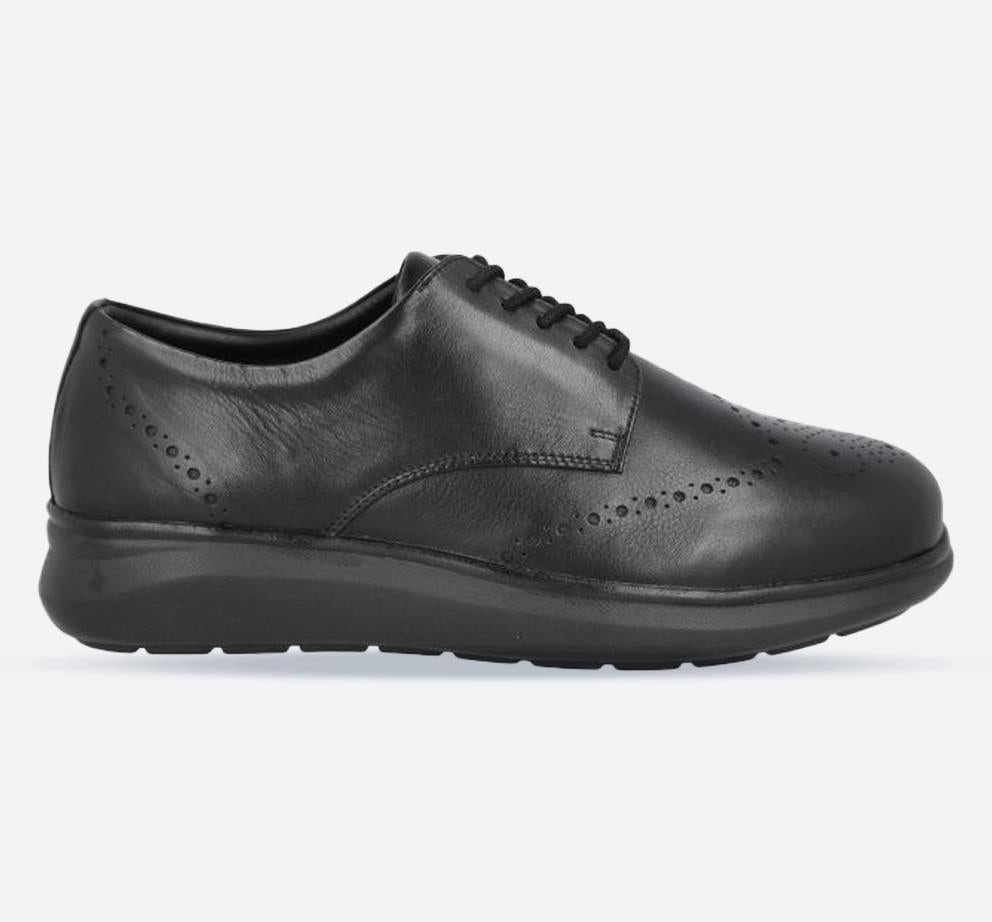 Men's Wide Fit DB Elliott Shoes in Black Leather - Image 1
