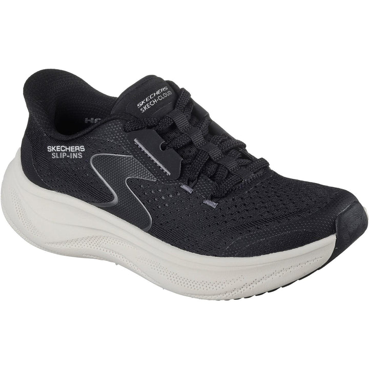 Women's Wide Fit Skechers 150565 Slip-ins Skech Cloud Plush Horizon Trainers in Black/White - Image 1