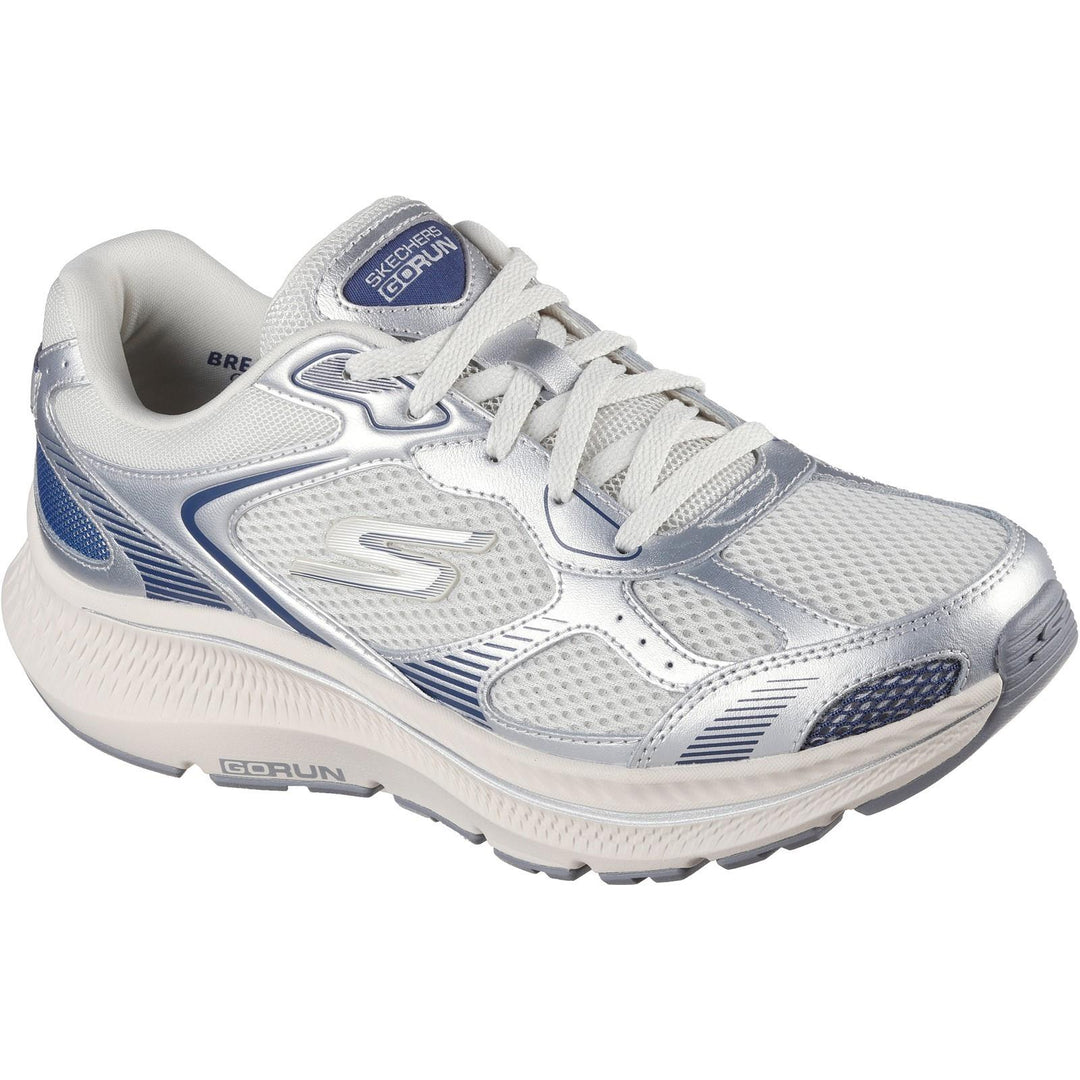 Women's Wide Fit Skechers 128633 Go Run Consistent 2.0 Volt Trainers in White/Silver/Black - Image 6