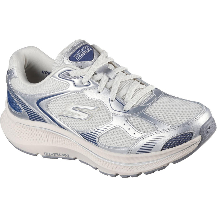 Women's Wide Fit Skechers 128633 Go Run Consistent 2.0 Volt Trainers in White/Silver/Black - Image 1