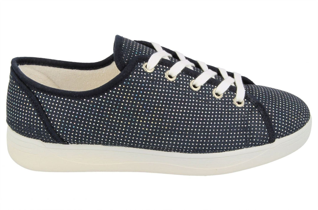Womens Wide Fit DB Tampa Canvas Shoes in Navy - Image 2