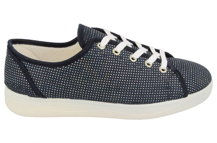 Womens Wide Fit DB Tampa Canvas Shoes in Navy - Image 1