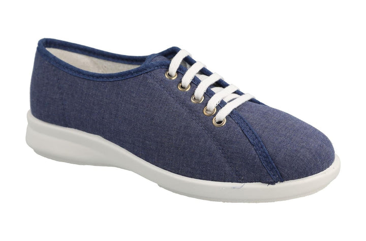 Womens Wide Fit DB Anthea Canvas Shoes in Denim Blue - Image 1