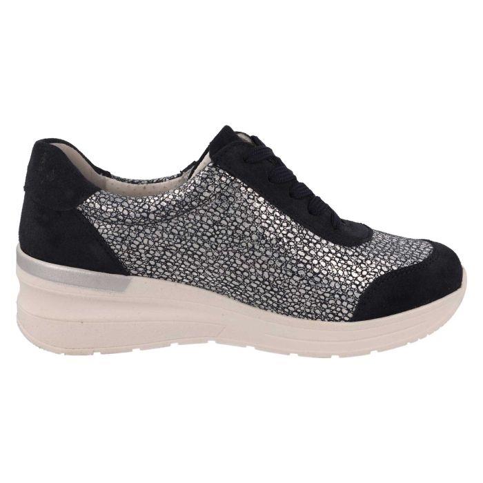 Women's Wide Fit DB Bilberry Trainers in Navy Suede - Image 1