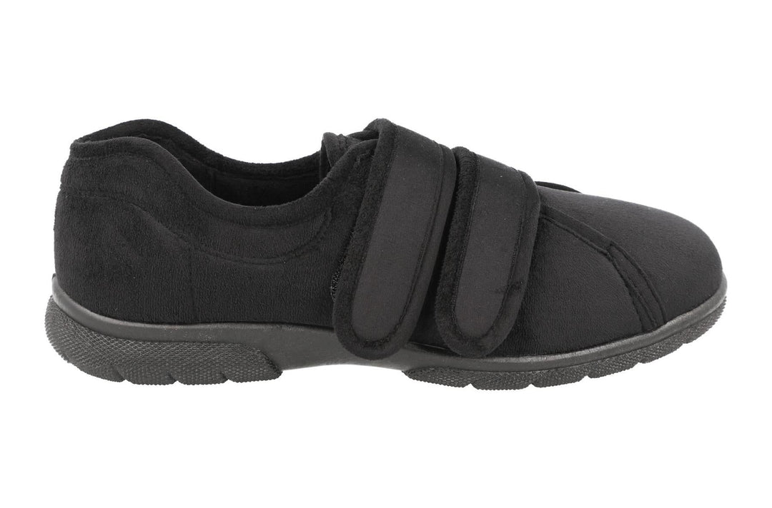 Mens Wide Fit DB Joseph Slippers in Black - Image 2