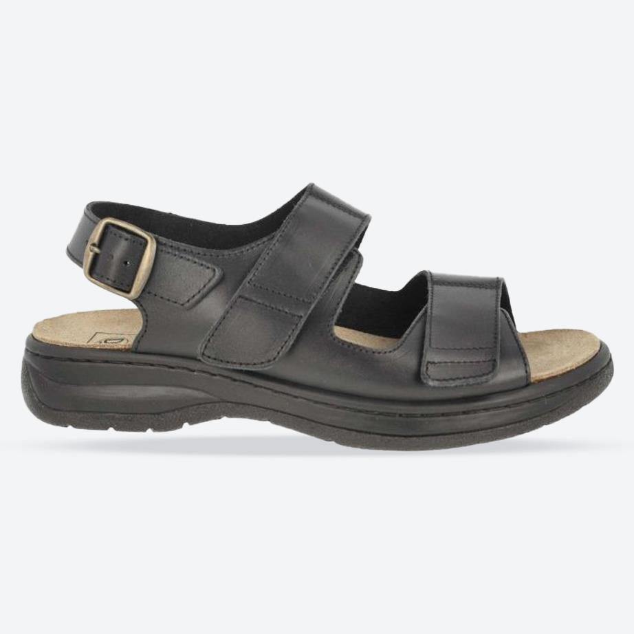 Men's Wide Fit DB Alfie Sandals in Black Leather - Image 1