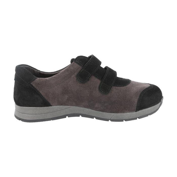 Women's Wide Fit DB Stonechat Trainers in Black / Charcoal Suede - Image 1