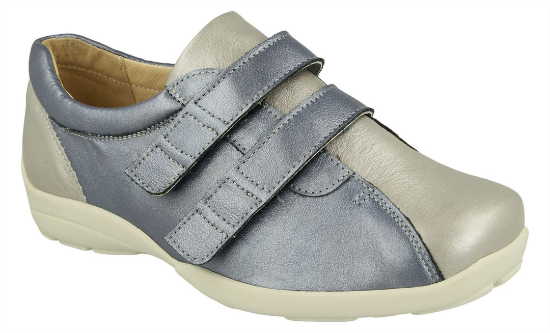 Women's Wide Fit DB Bullfinch Shoes in Black Leather - Image 14