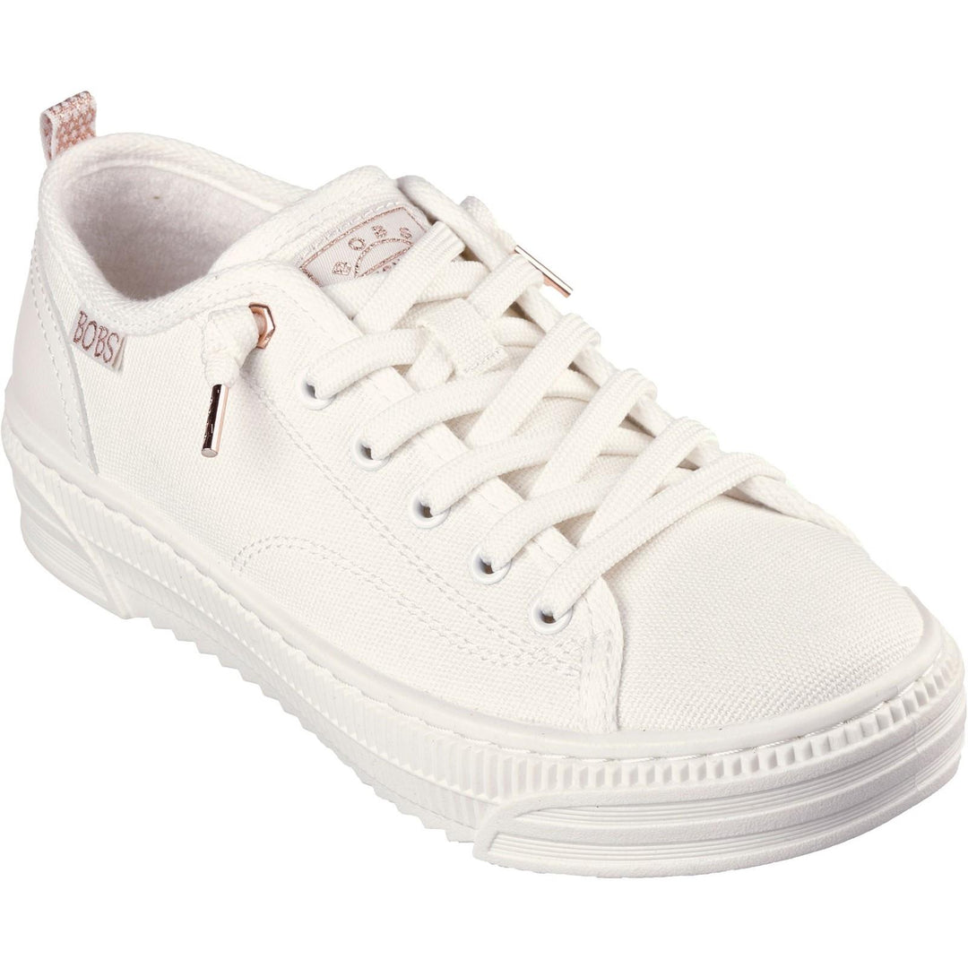 Women's Wide Fit Skechers 114640 Bobs Copa Canvas Shoes in Off White - Image 8
