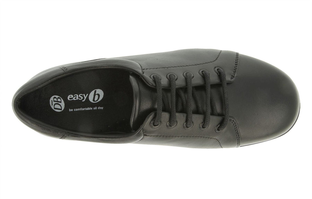 Womens Wide Fit DB Bracken Shoes in Black Leather - Image 4