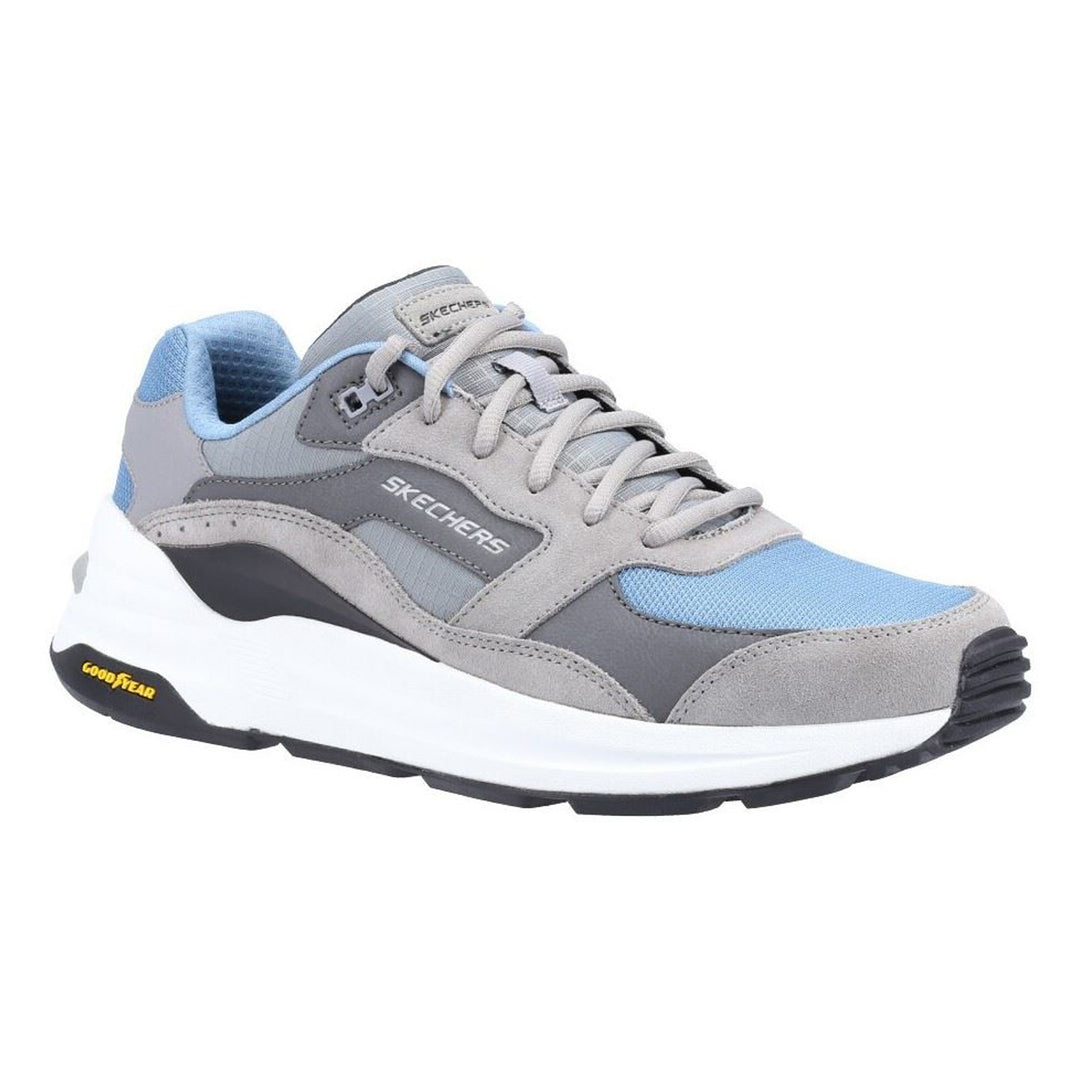 Men's Wide Fit Skechers 237200 Global Jogger Trainers - Grey/Blue in Grey/Blue - Image 3