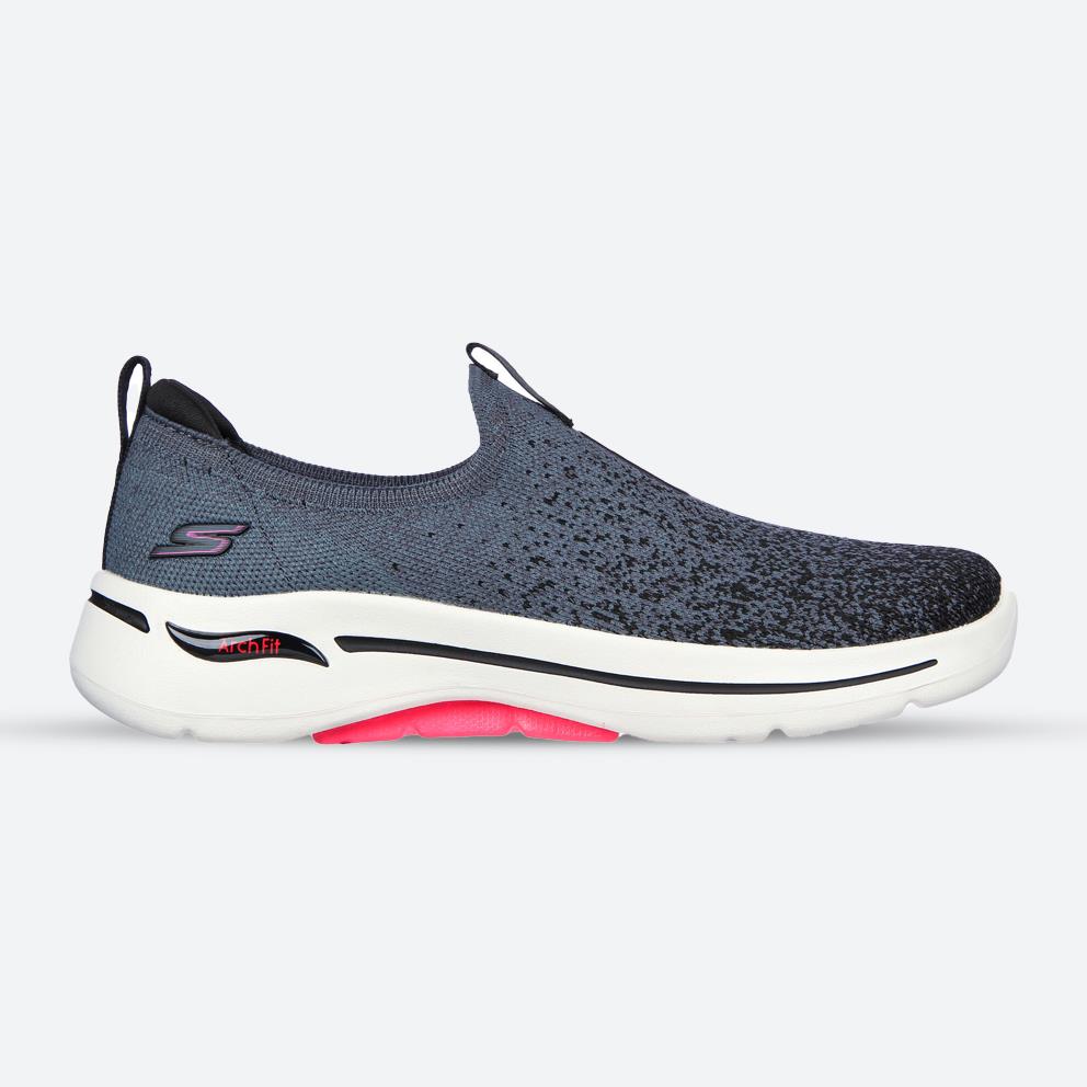 Womens Wide Fit Skechers 124873 Relaxed Fit Shoes in Black/Hot Pink - Image 1