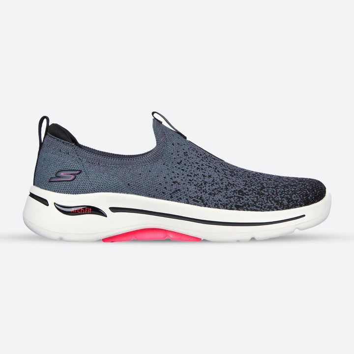 Womens Wide Fit Skechers 124873 Relaxed Fit Shoes in Black/Hot Pink - Image 1