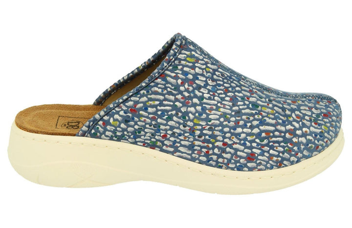 Womens Wide Fit DB Saffron Mules in White Textile - Image 1