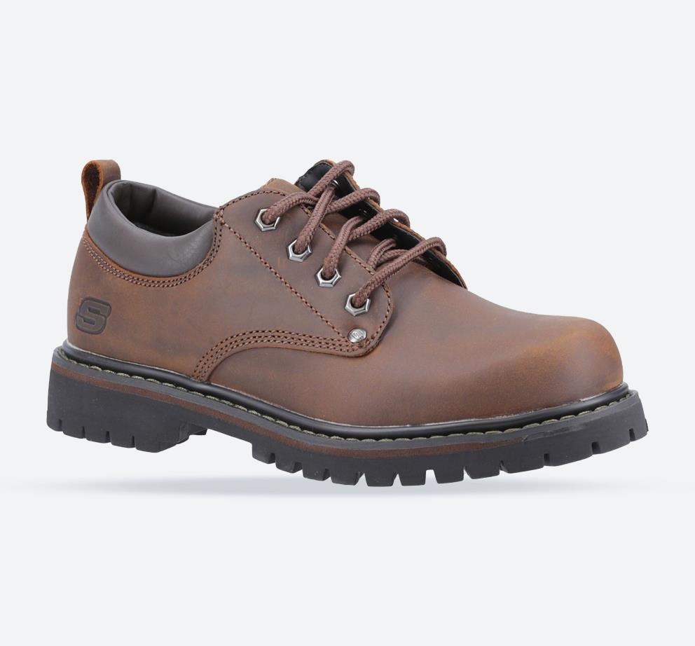 Men's Wide Fit Skechers 6618 Tom Cats Lace Up Shoes in Dark Brown - Image 1