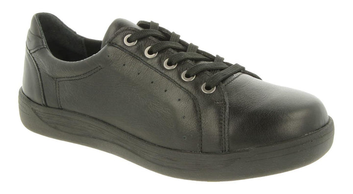 Womens Wide Fit DB Sinead Shoes in Black Leather - Image 1