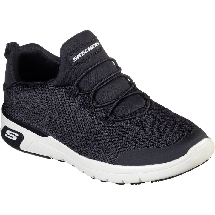 Women's Wide Fit Skechers 77281EC Marsing Waiola SR Safety Trainers - Black/White in Black/White - Image 1