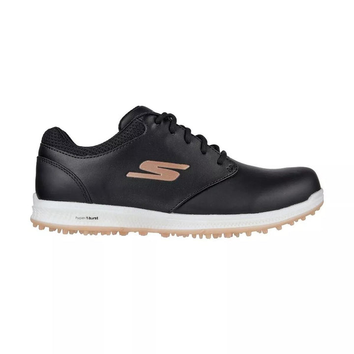 Women's Wide Fit Skechers 123027 Go Golf Elite 4 Hyper Golf Trainers in Black/Rose Gold - Image 1