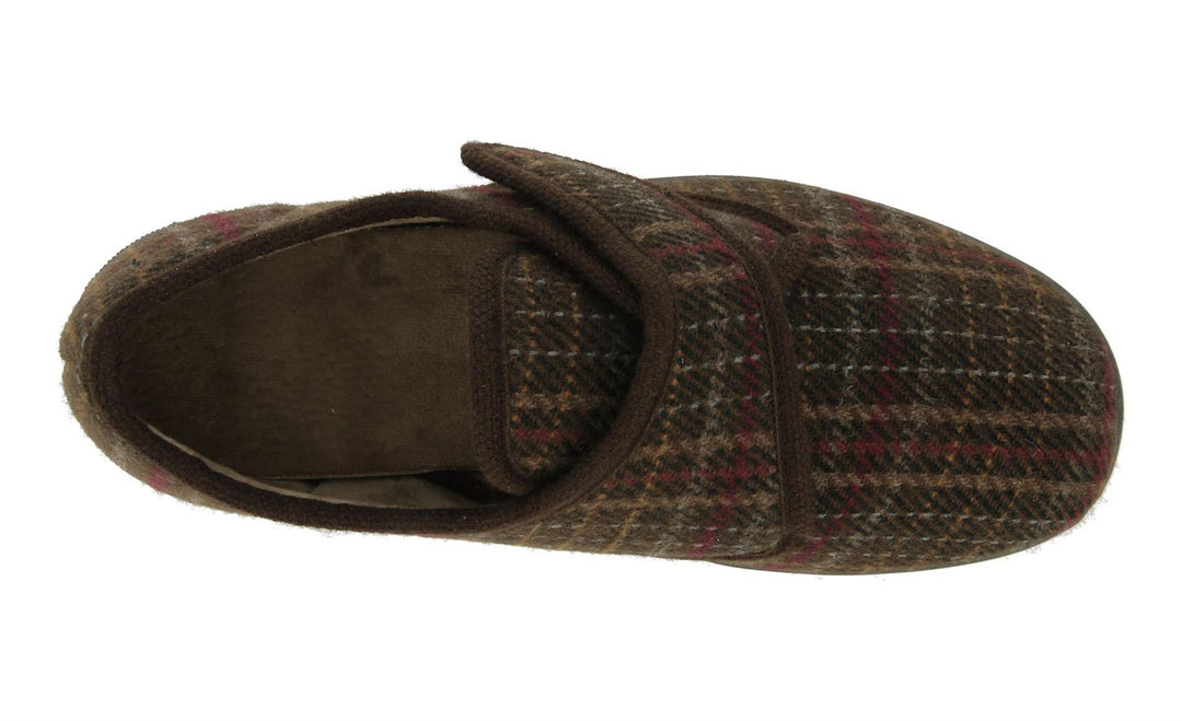 Mens Wide Fit DB Tartan Slippers in Navy Tartan - Image 10