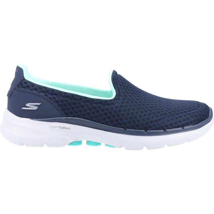 Women's Wide Fit Skechers 124508 Go Walk 6 Big Splash Trainers - Navy/Turquoise in Navy/Turquoise - Image 1