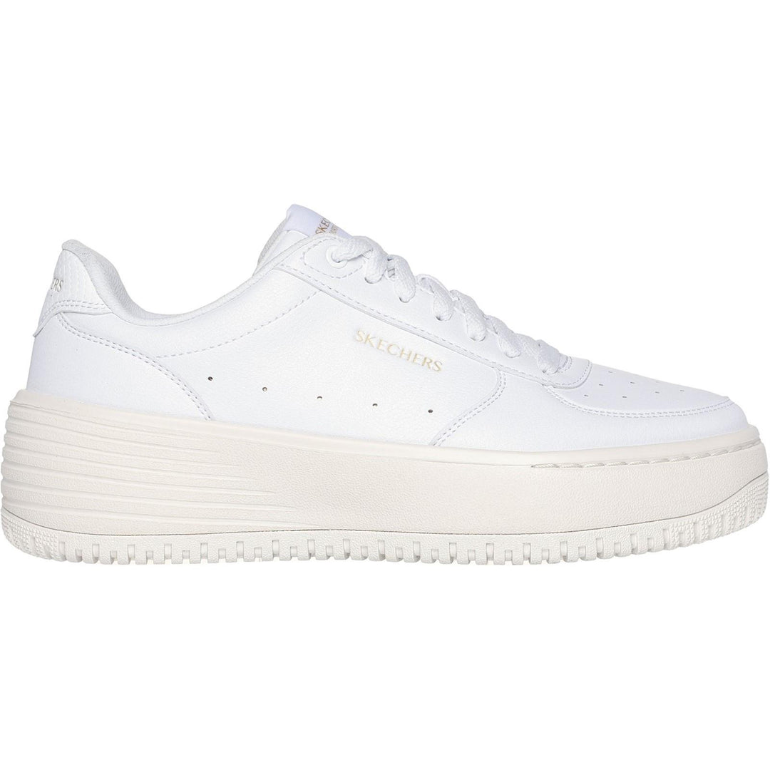 Women's Wide Fit Skechers 185110 Court Classics Grand 92 Be Lifted Trainers - White/Natural in White/Natural - Image 2