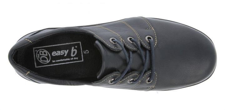 Womens Wide Fit DB Swan Shoes in Black Leather - Image 1