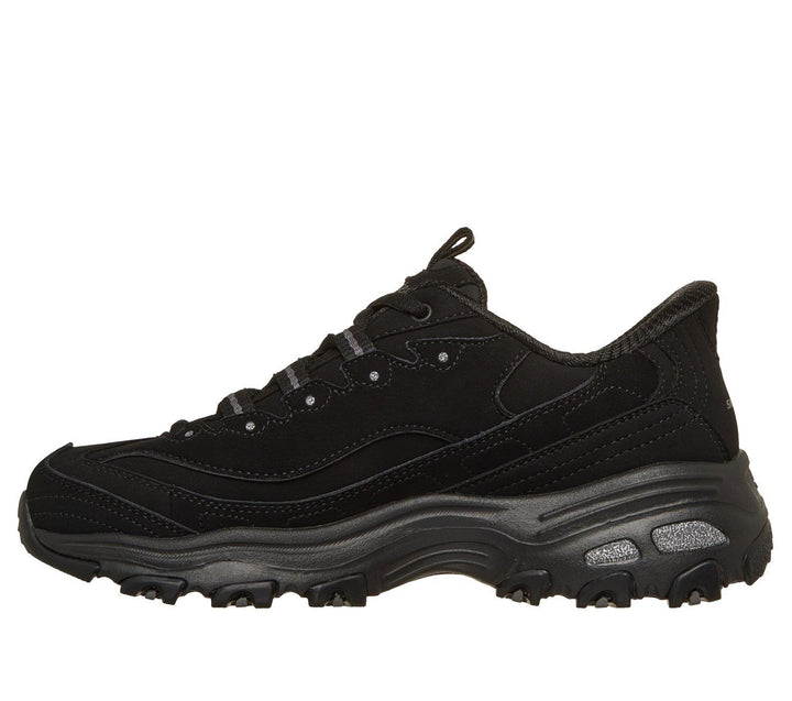 Women's Wide Fit Skechers 150543W Slip-ins D'Lites Classic Remix Trainers in Black - Image 1