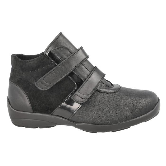 Women's Wide Fit DB Sleaford Boots in Black Lea / Stretch Pu - Image 1