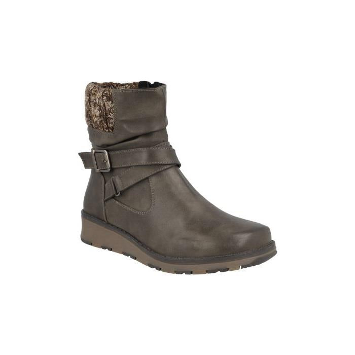 Women's Wide Fit DB Mink Boots in Black Synthetic - Image 1