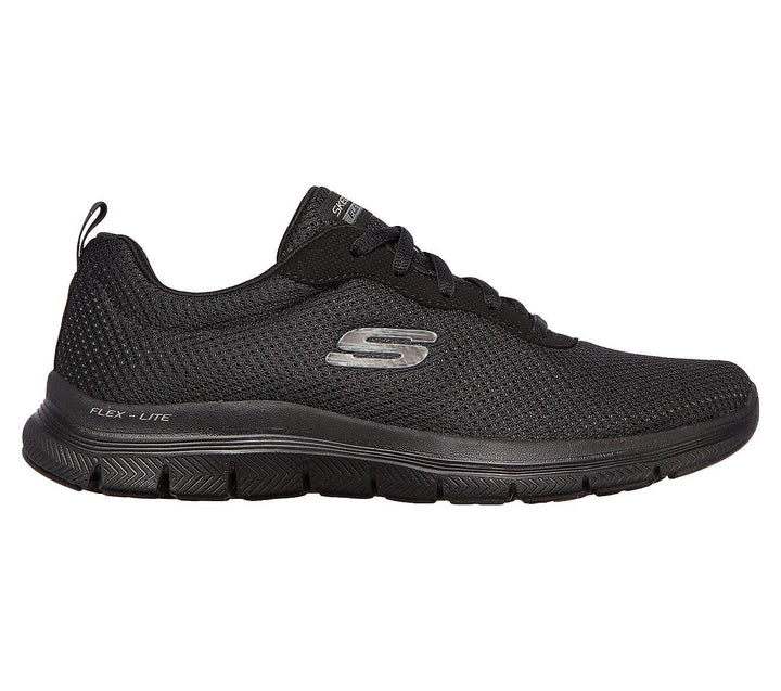Womens Wide Fit Skechers Flex Appeal 4.0 - 149303 Walking Trainers - Black in Black - Image 1