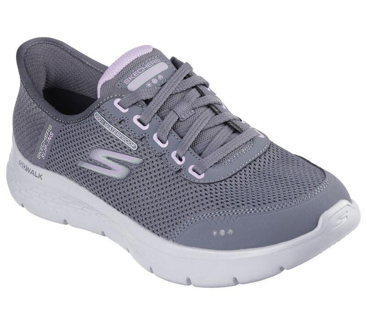 Women's Wide Fit Skechers 124846 Go Walk Flex Clear Creek Trainers in Black/Mauve - Image 1