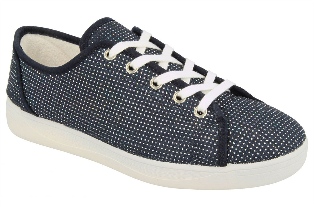 Womens Wide Fit DB Tampa Canvas Shoes in Navy - Image 3