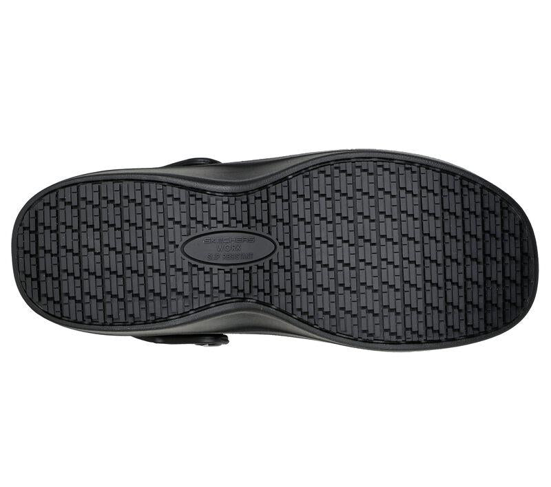 Women's Wide Fit Skechers 108067 Riverbound Pasay Arch Fit Clog Shoes in Black - Image 6
