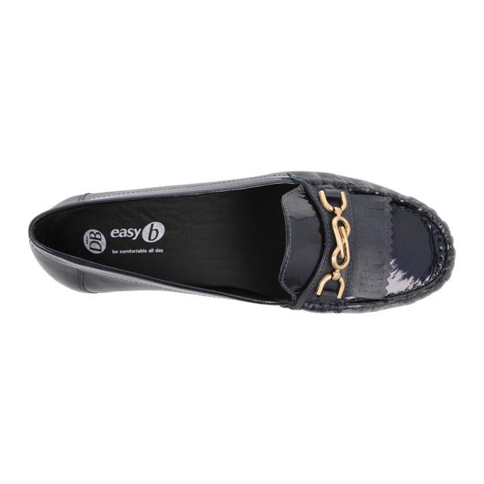 Women's Wide Fit DB Mustang Shoes in Black Leather / Patent - Image 1