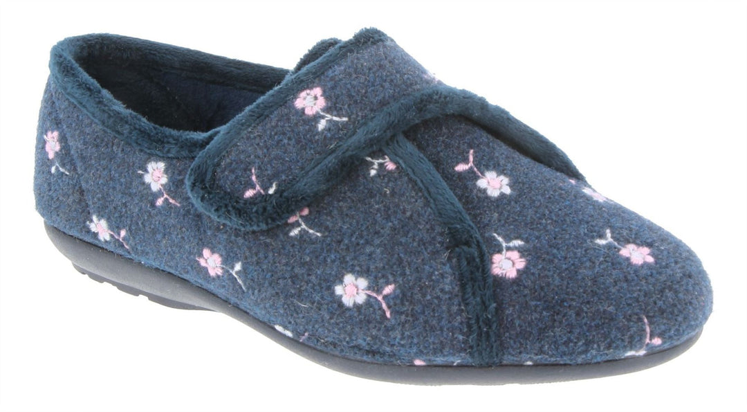Womens Wide Fit DB Savannah Slippers in Navy - Image 3