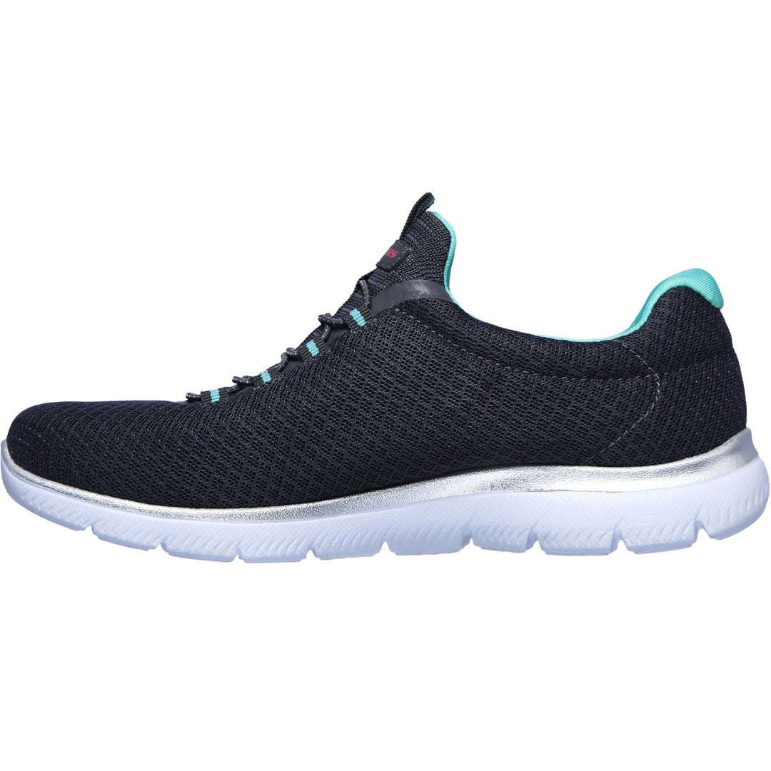 Women's Wide Fit Skechers 12980 Summits Slip On Sports Trainers - Charcoal/Green in Charcoal/Green - Image 5