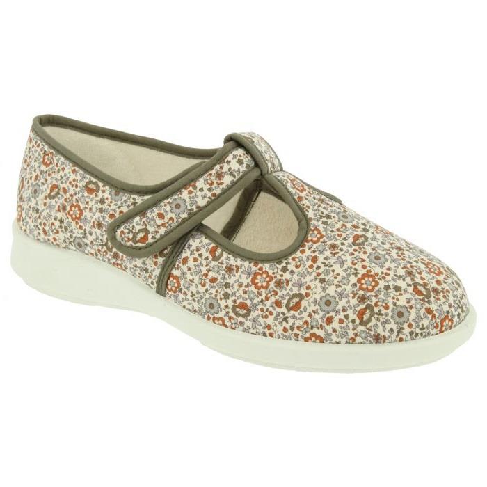 Women's Wide Fit DB Moorhen Shoes in Blue Multi Floral - Image 1