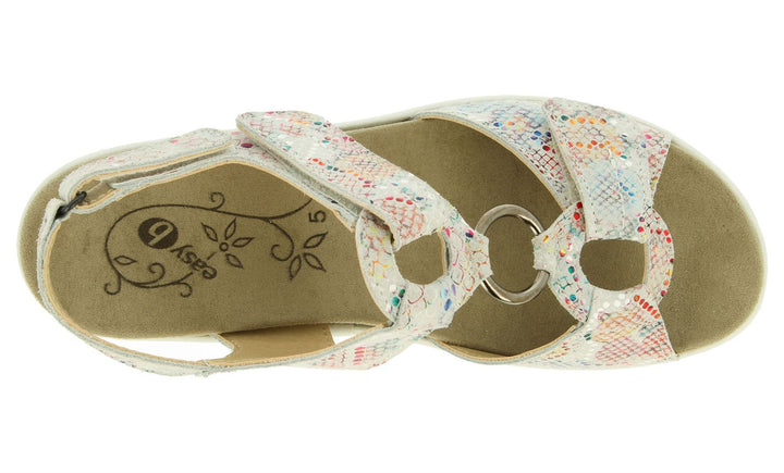 Womens Wide Fit DB Turtle Sandals in Beige Mottled Suede - Image 1