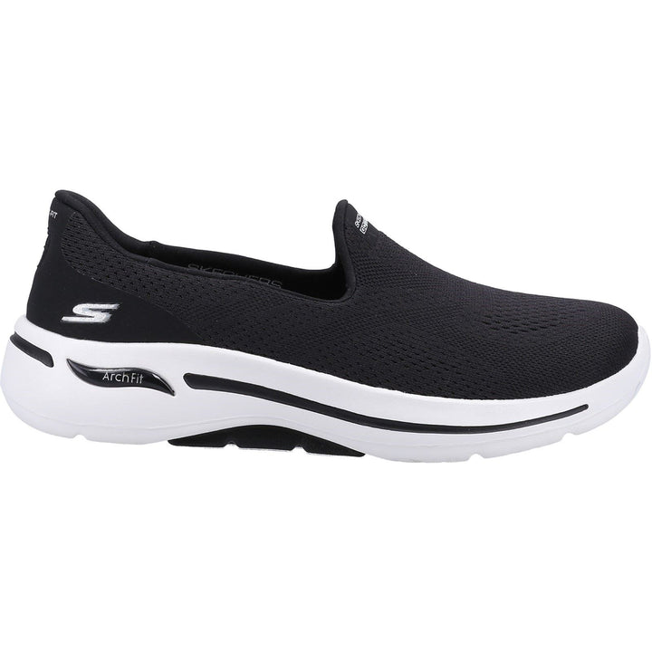 Women's Wide Fit Skechers 124483 Go Walk Arch Fit Imagined Trainers in Black - Image 1