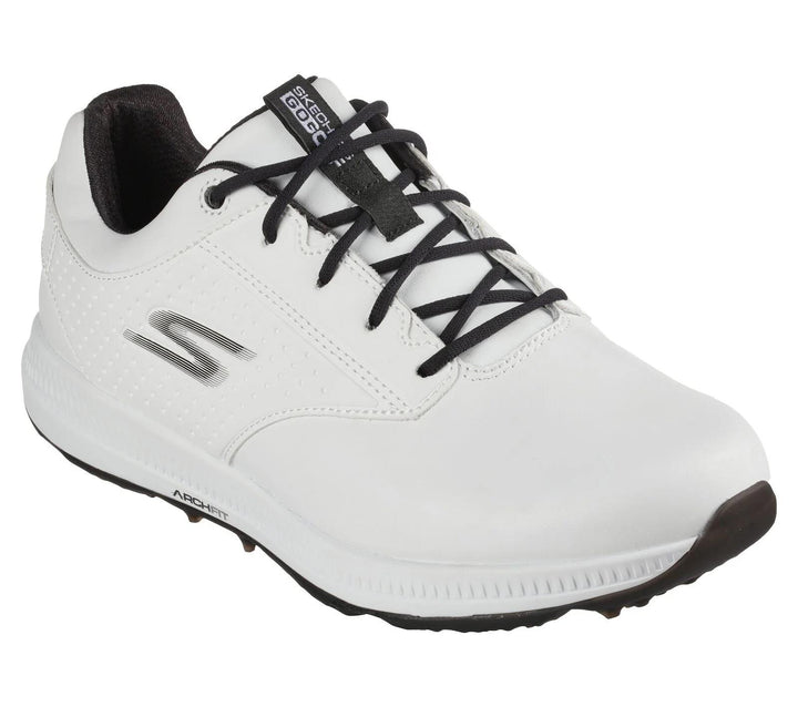 Men's Wide Fit Skechers 214043 Go Golf Elite 5 Legend Golf Waterproof Trainers in Black/White - Image 1