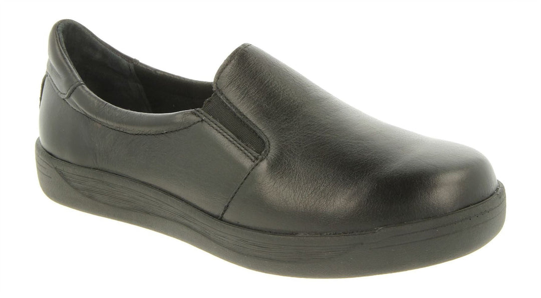 Womens Wide Fit DB Sapphire Shoes in Black Lea - Image 3