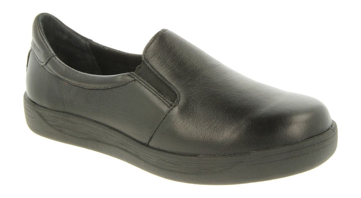 Womens Wide Fit DB Sapphire Shoes in Black Lea - Image 1