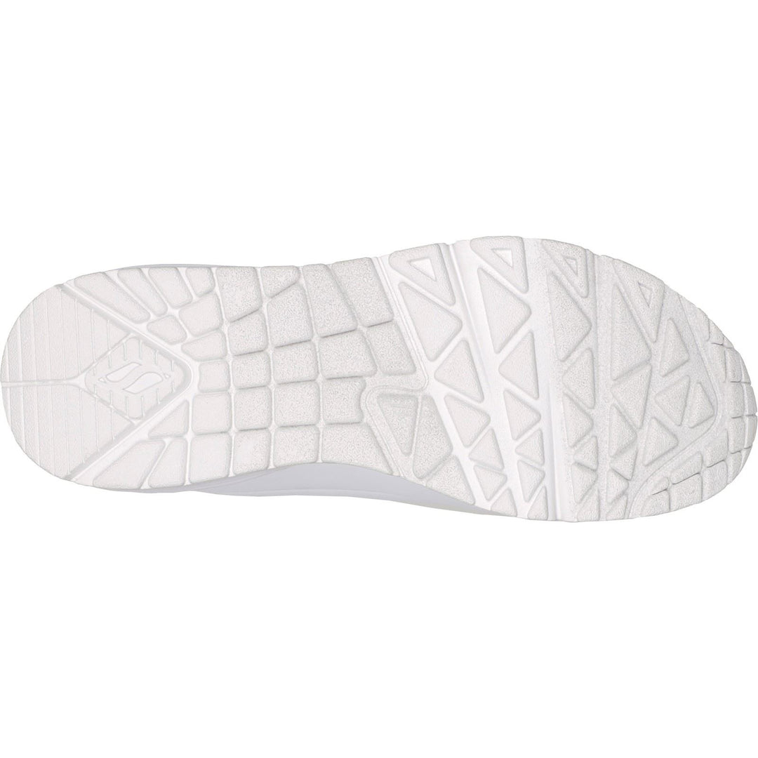 Women's Wide Fit Skechers 73690 Uno Stand On Air Sports Trainers in White - Image 6