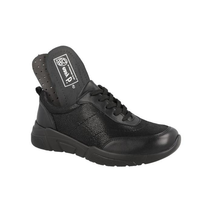 Women's Wide Fit DB Culver Shoes in Black Lea / Stretch - Image 4
