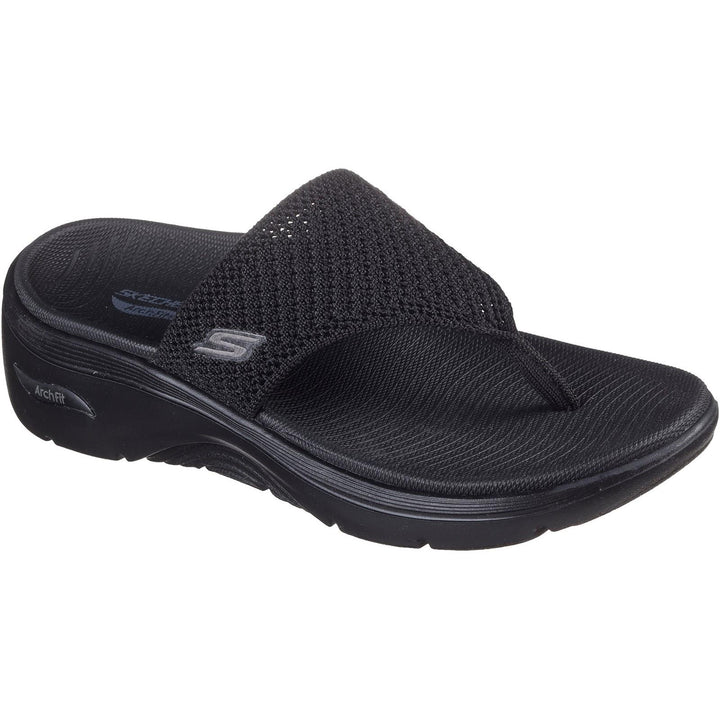 Women's Wide Fit Skechers 140861 Carrie Go Walk Arch Fit 2.0 Sandals in Black - Image 1