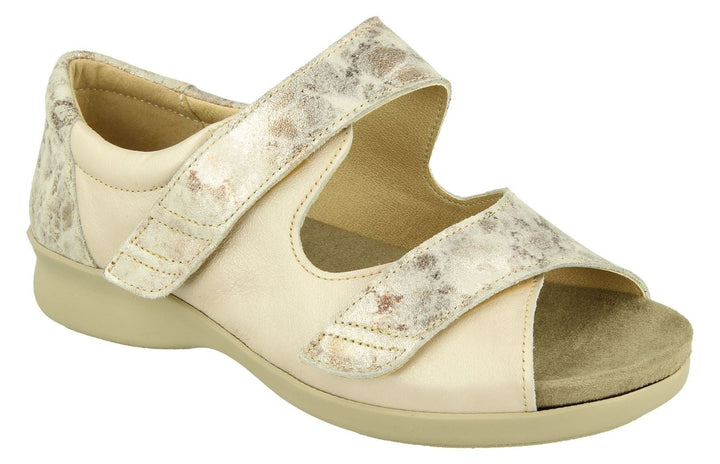 Womens Wide Fit DB Surf Sandals in Mottled Beige Suede/Lea - Image 1