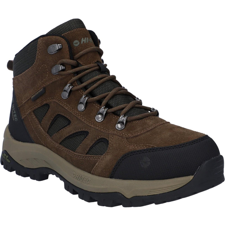 Men's Wide Fit Hi-Tec Bandera Expedition Mid Hiking Waterproof Boots in Smokey Brown/Khaki - Image 1