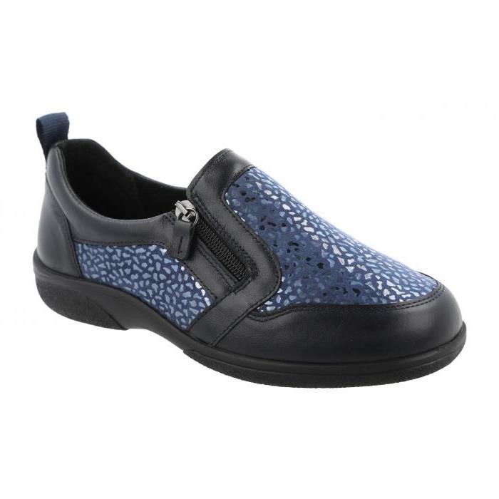 Women's Wide Fit DB Manx Shoes in Black Lea / Stretch - Image 1