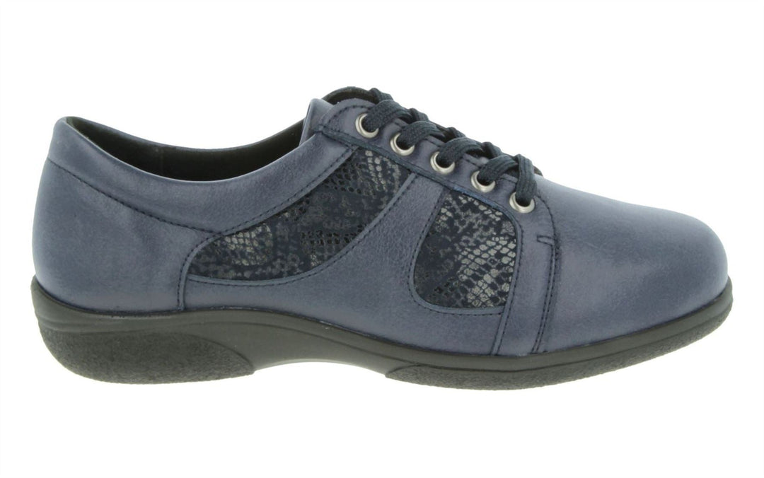 Womens Wide Fit DB Jazz Lace Shoes in Black Synthetic - Image 6